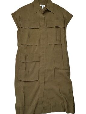 COS Sleeveless Utility Midi Shirt Dress - Olive Green - Size 4